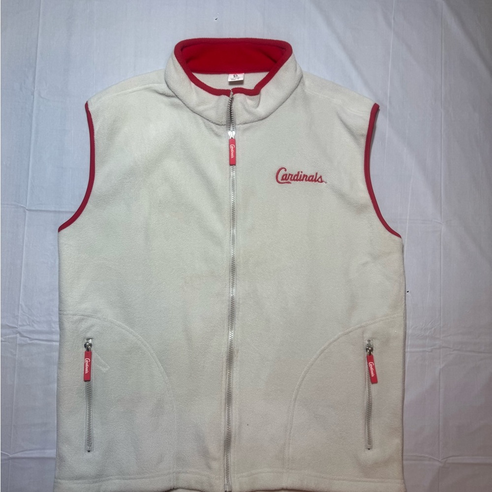 New St Louis Cardinals Gray Fleece Vest w/Scott Credit Union Tag. Men’s XL